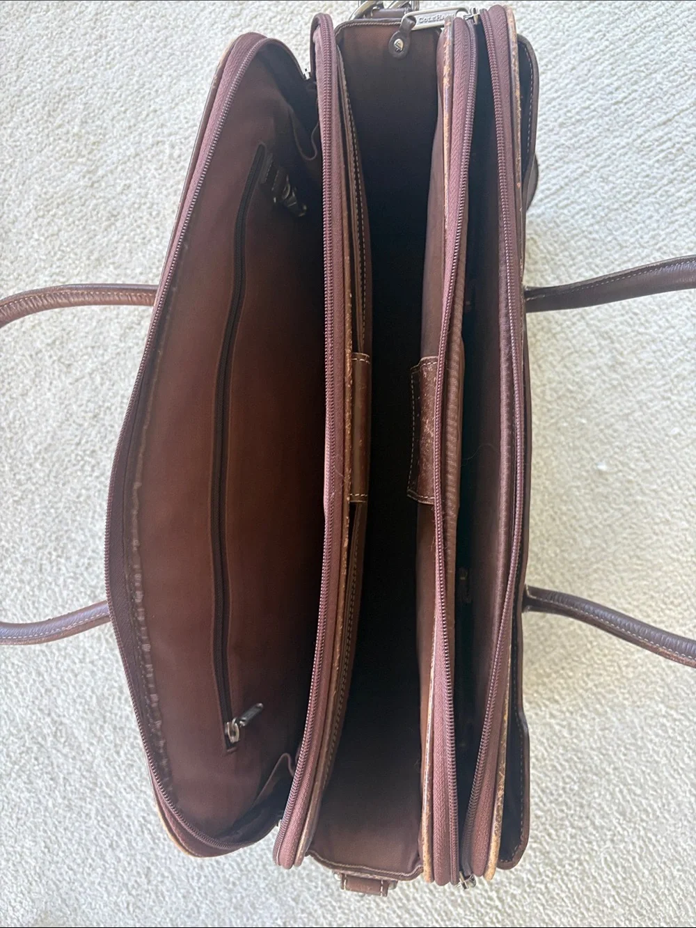 Vintage Cole Haan Brown Leather Briefcase with Shoulder Strap